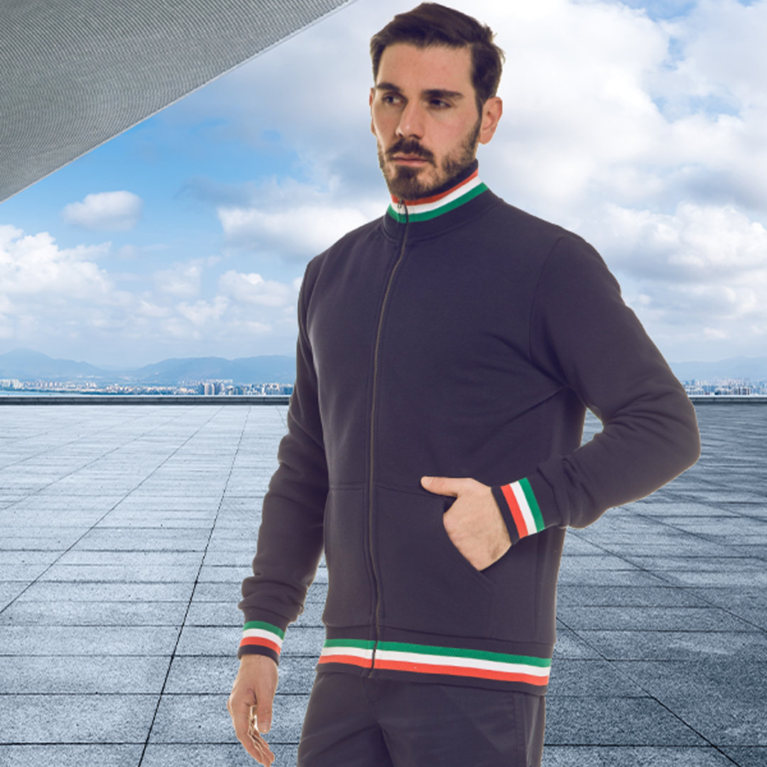 Full zip sweatshirt with italian flag