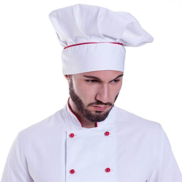 Unisex chef hat with piping