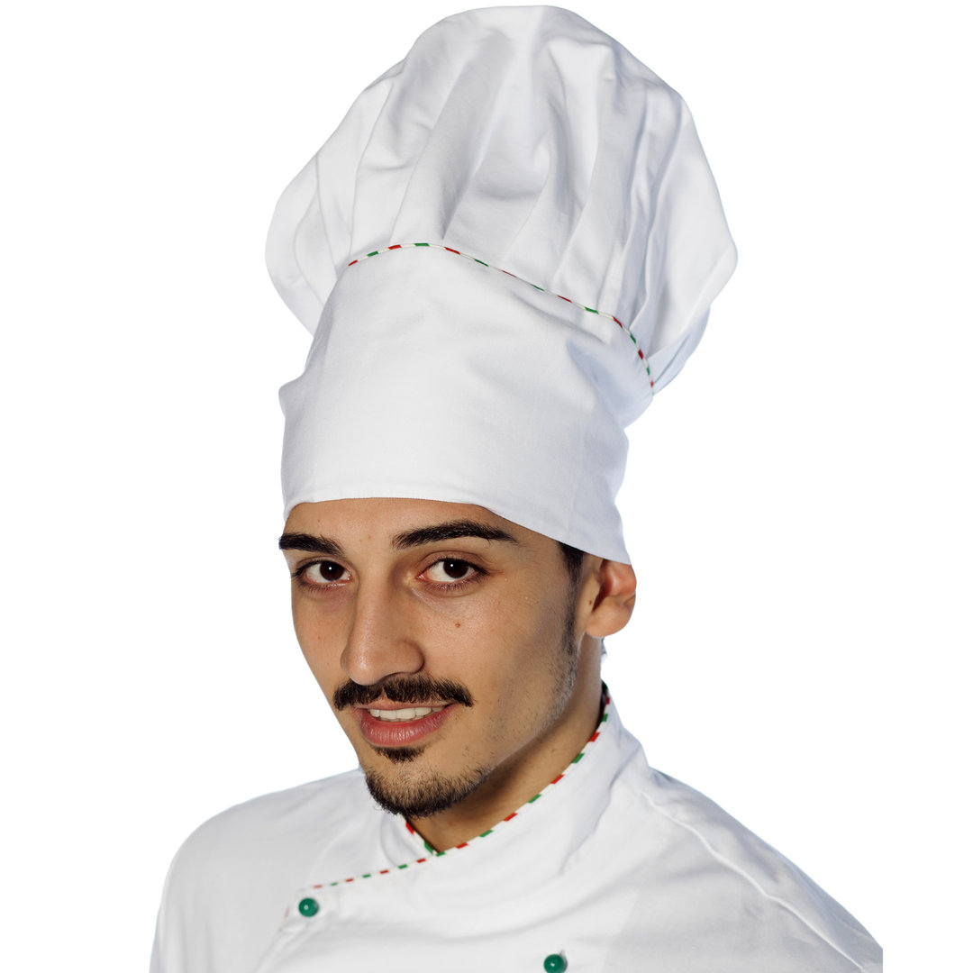 Unisex chef hat with italian flag piping