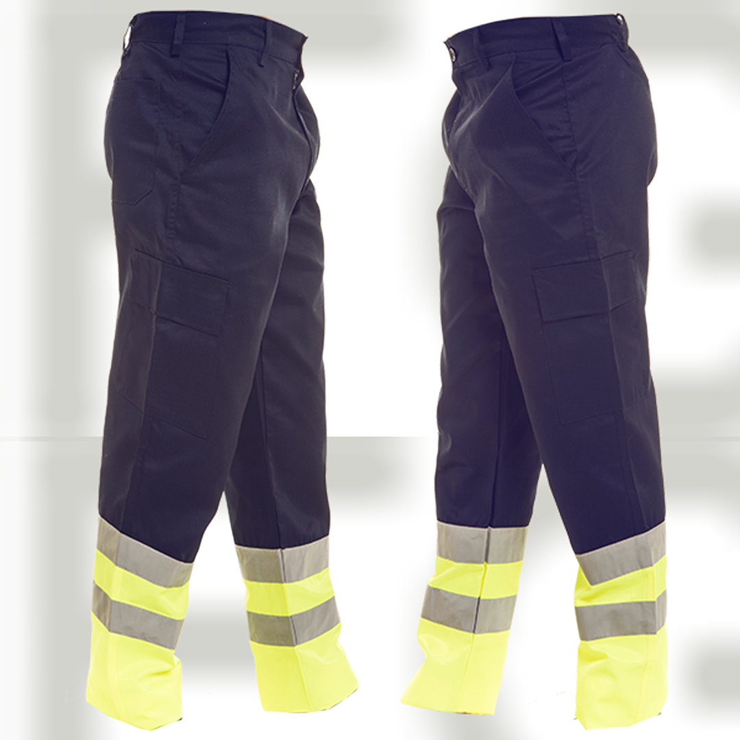 Unisex trousers with high visibility bands