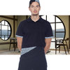 Men's Polo Shirt in Black Piquet Cotton with Geometric Inserts