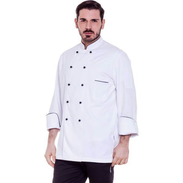 WHITE CHEFS JACKET UNISEX INS03W HALF SLEEVES WITH WHITE REMOVABLE BUTTONS 