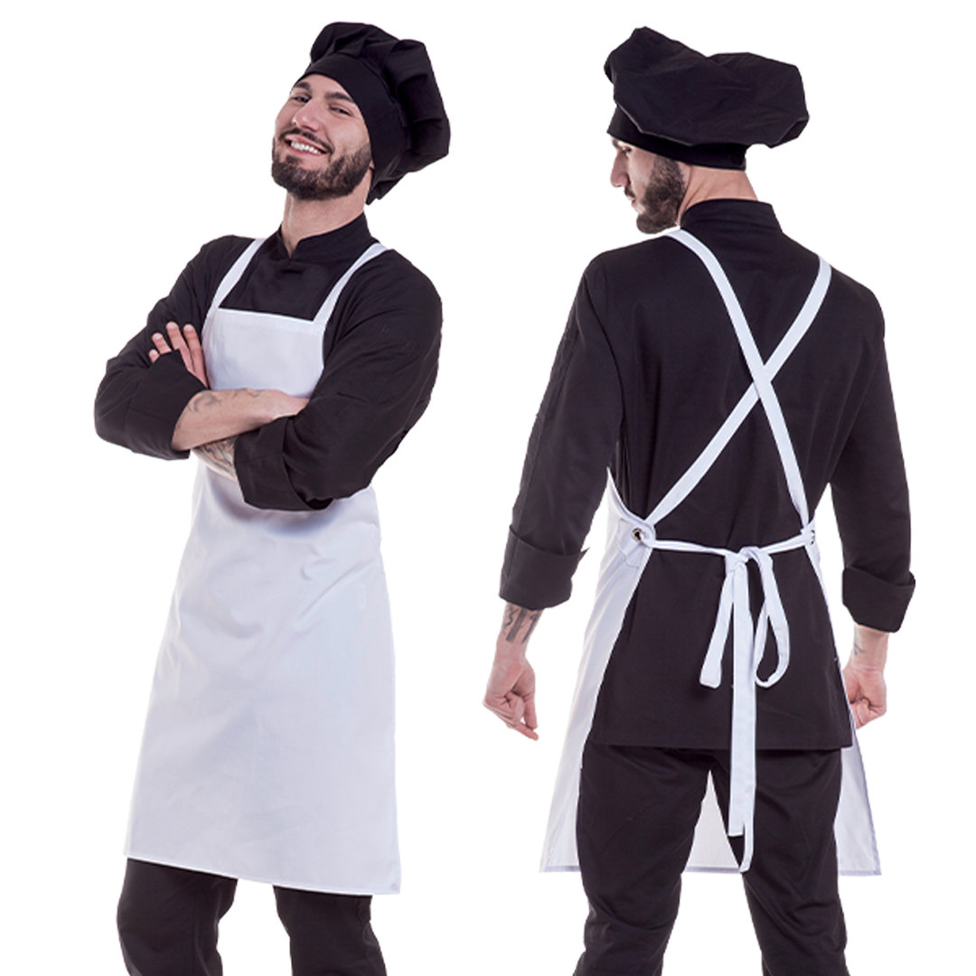 Apron with braces for cooking and gastronomy