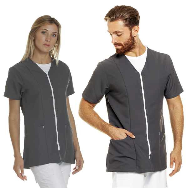 Unisex gray zip tunic