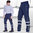 Stretch trousers with reflective bands