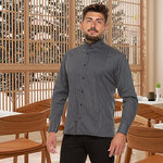 Men's shirt in stretch cotton and mandarin collar