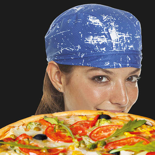 Bandana pizza chef with drawings
