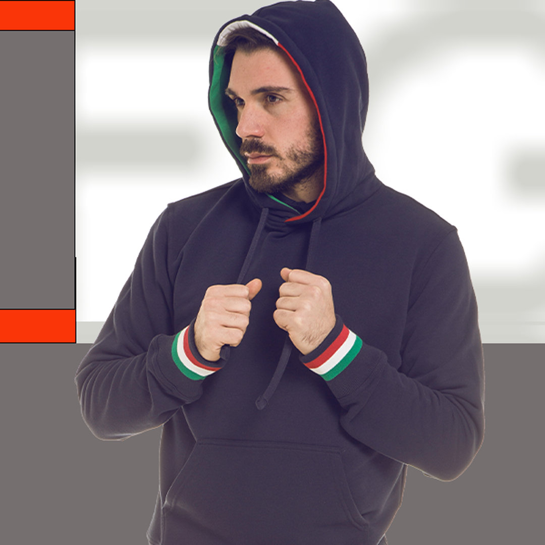 Hooded sweatshirt with italian flag