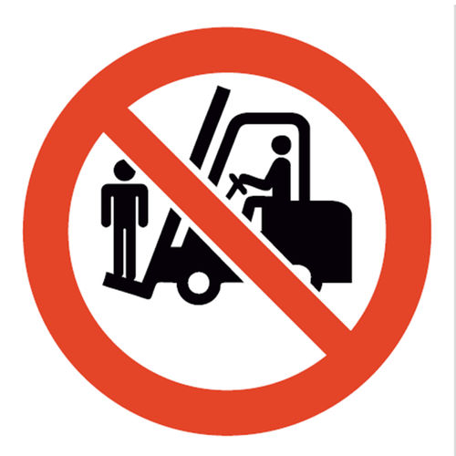SIGNS FORBIDDEN TO LIFT PEOPLE WITH A FORKLIFT